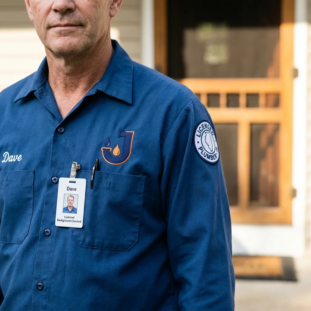 Licensed plumber showing ID badge in Foresthill, CA
