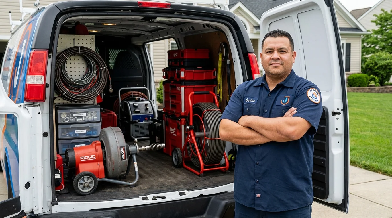 Professional drain cleaning equipment and Johns Plumbing LLC plumber in Foresthill