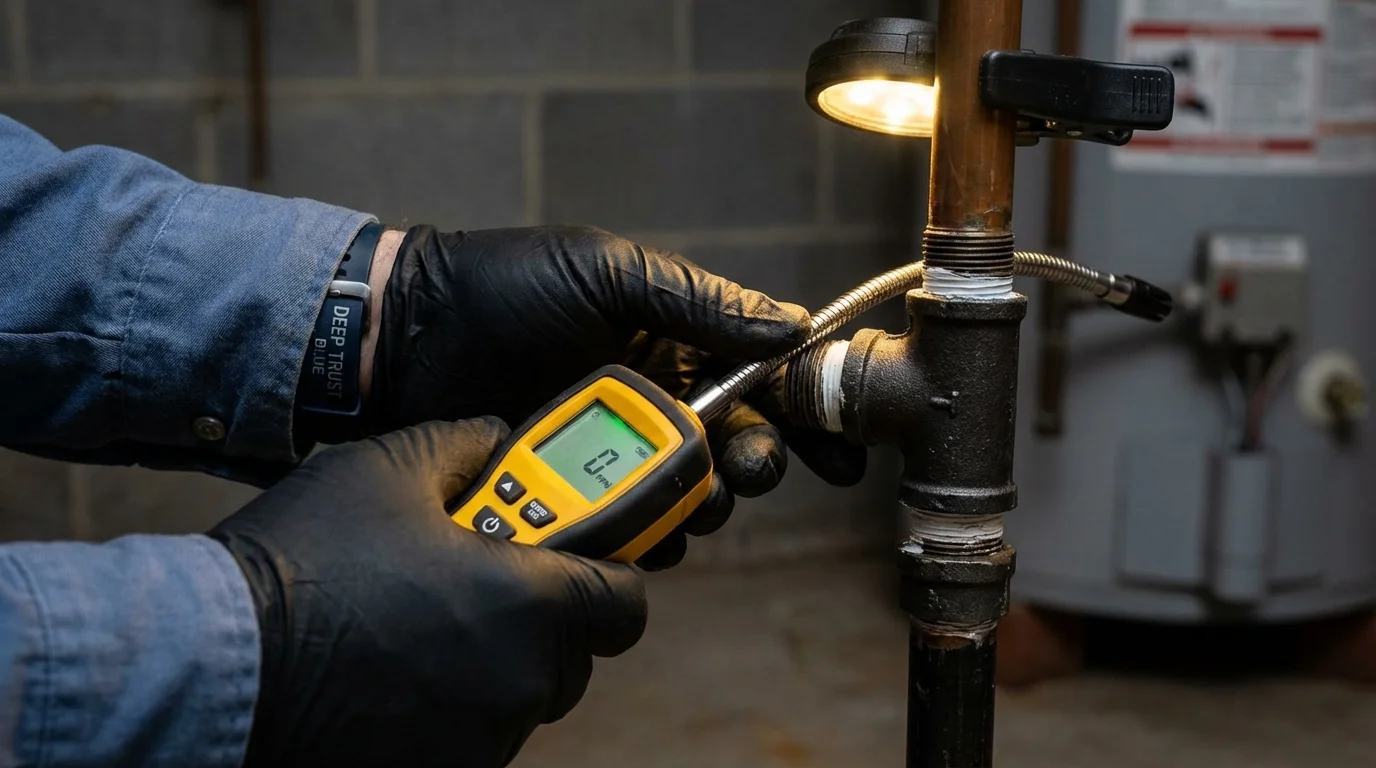 Gas leak detection with electronic sniffer by Johns Plumbing LLC in Foresthill