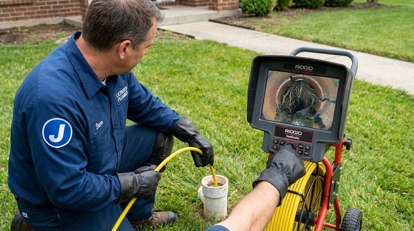 Sewer camera inspection being performed by Johns Plumbing LLC in Foresthill